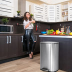 Bigacc 13 Gallon 50 Liter Automatic Stainless Steel Kitchen Trash Can - Automatic-Silver