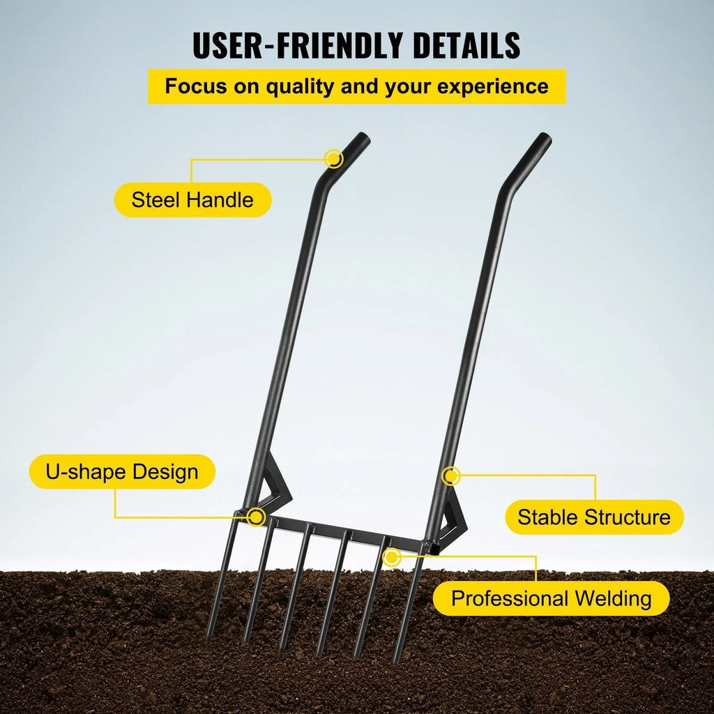 Hand Tiller Broad Fork Tool, 46-Inch, Black