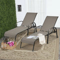 Fabric Folding Outdoor Chaise Lounge Chairs, 2 Pcs, 5 Position