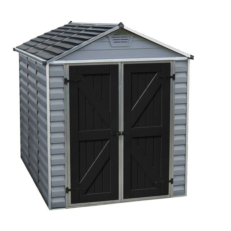 SkyLight Polycarbonate Storage Shed, Gray/Black, 6 ft W x 7.5 ft D