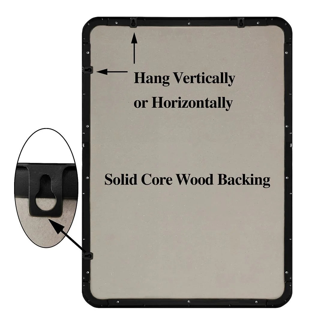 Metal Wall Mounted Decorative Mirror - Vertical Or Horizontal Hanging