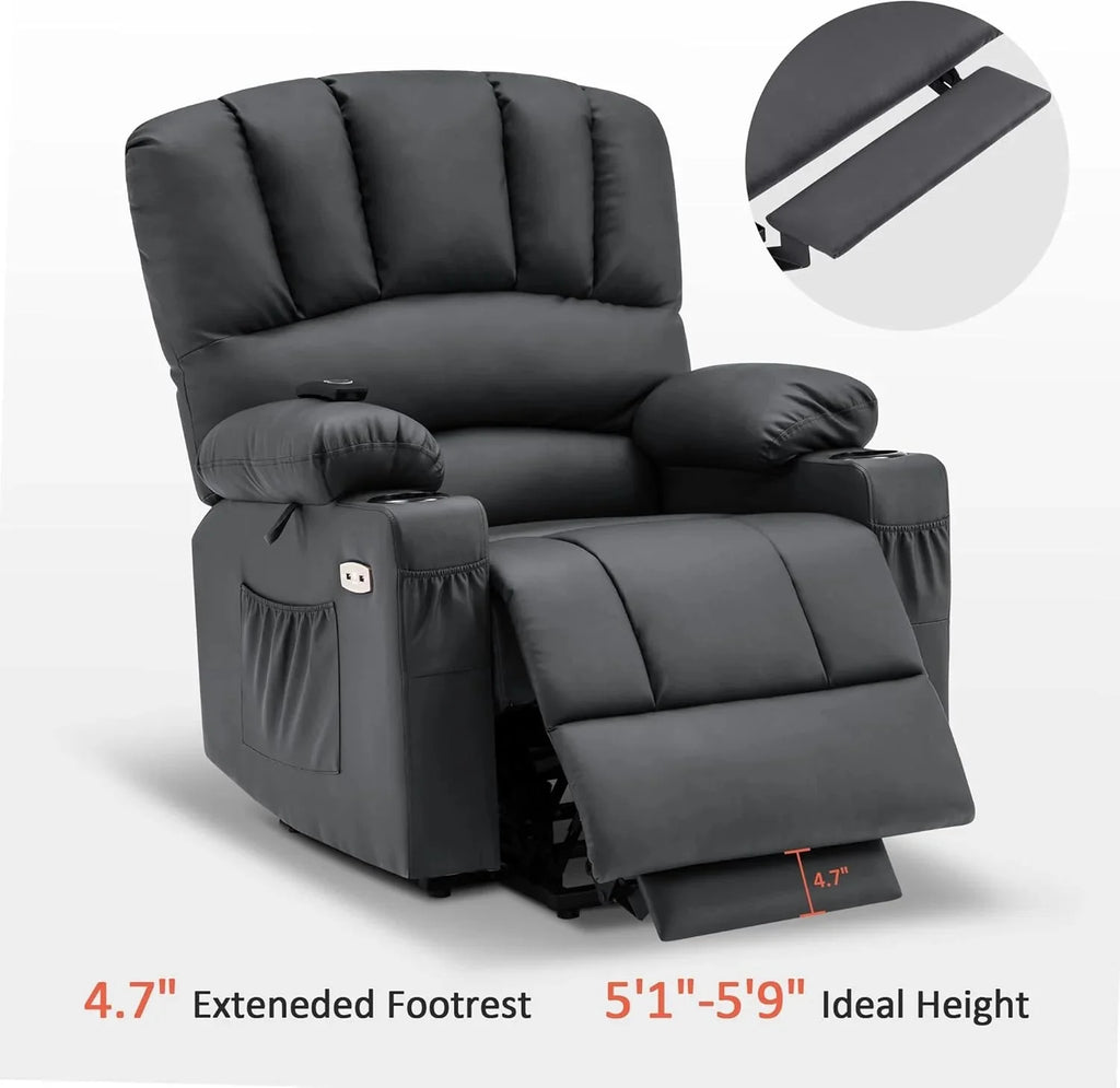Heated Lift Recliner for Seniors with USB and Cup Holders