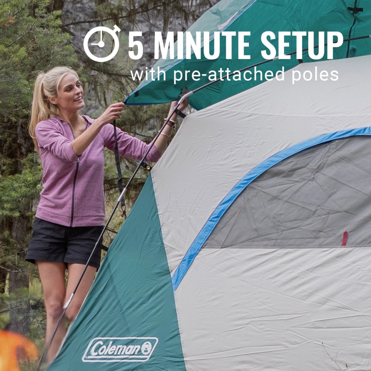 Coleman Skydome Camping Tent, 2 Person, Evergreen