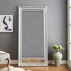 Full Length Beaded Frame Mirror, 66" H x 32" W - Freestanding Or Wall Mounted