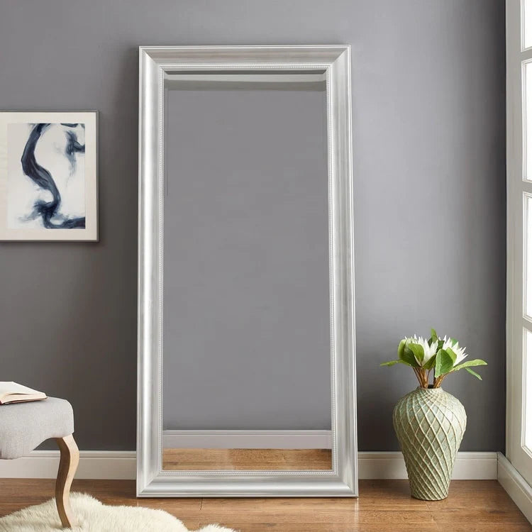 Full Length Beaded Frame Mirror, 66" H x 32" W - Freestanding Or Wall Mounted