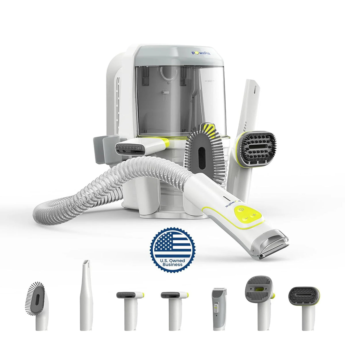 PAWSPIK Pet Grooming Vacuum Kit, 7 Tools, 6 Suction Levels, 2.2L Dust Bin - GroomingPro Rx