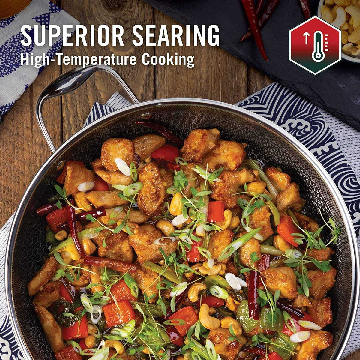 HexClad 14 inch Hybrid Wok With Lid