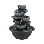 4-Tier Indoor Water Fountain - 7.8 x 7.8 x 10.6 in, Gray Resin