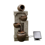 Teamson Home Solar Powered 4-Tier Cascading Bowls Garden Water Fountain With LED Lights, Brown, 28.5 in