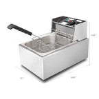 1600W Electric Deep Fryer, Stainless Steel, 6L, 110V - Commercial Single-Chamber
