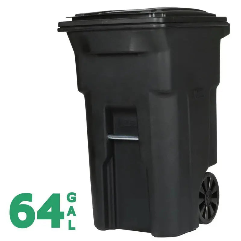 Toter 64 Gallon Black Outdoor Trash Can With Wheels And Lid