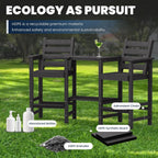 PLUUV Tall Adirondack Bar Chairs Set of 2, All-Weather HDPE - Removable Double Connecting Trays