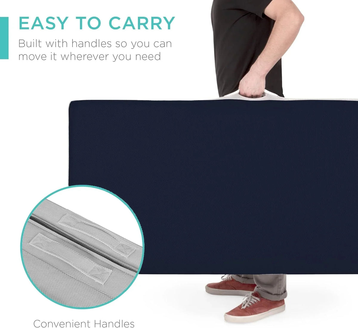 Best Choice Products Queen-Size 4in Tri-Fold Foam Mattress With Carry Case - Grey