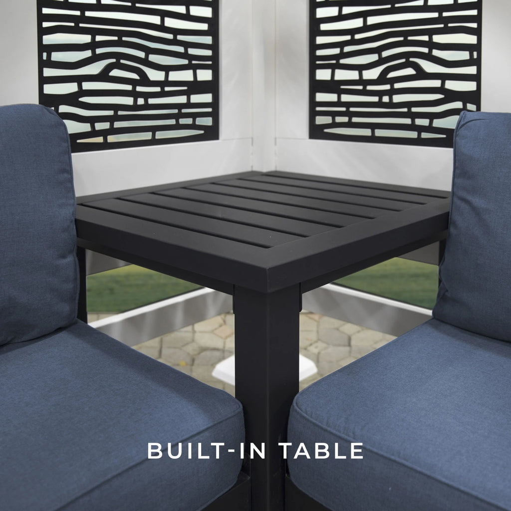 Backyard Discovery Galvanized Steel Corner Pergola With Seating, White, 12x8' - Ridgedale