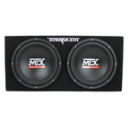 MTX Terminator Dual Loaded 12in 1200W Car Subwoofer Enclosure With Amplifier And 8-Gauge Amp Kit