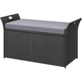 DWVO 90 Gallon Outdoor Storage Bench With Cushion, Black & Grey