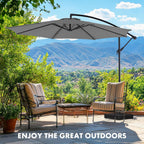 Sweetcrispy 9.8FT Offset Patio Umbrella With Easy Tilt Adjustment, 8 Ribs, Blue