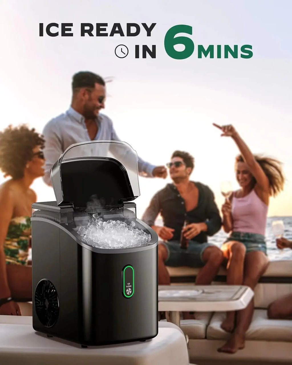 Silonn Countertop Nugget Ice Maker, 33 lbs/24H - SLIM24B