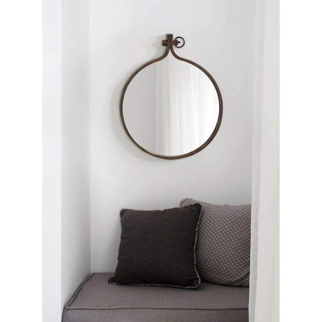Modern Round Wall Mirror With Decorative Metal Frame