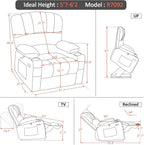 Heated Lift Recliner for Seniors with USB and Cup Holders