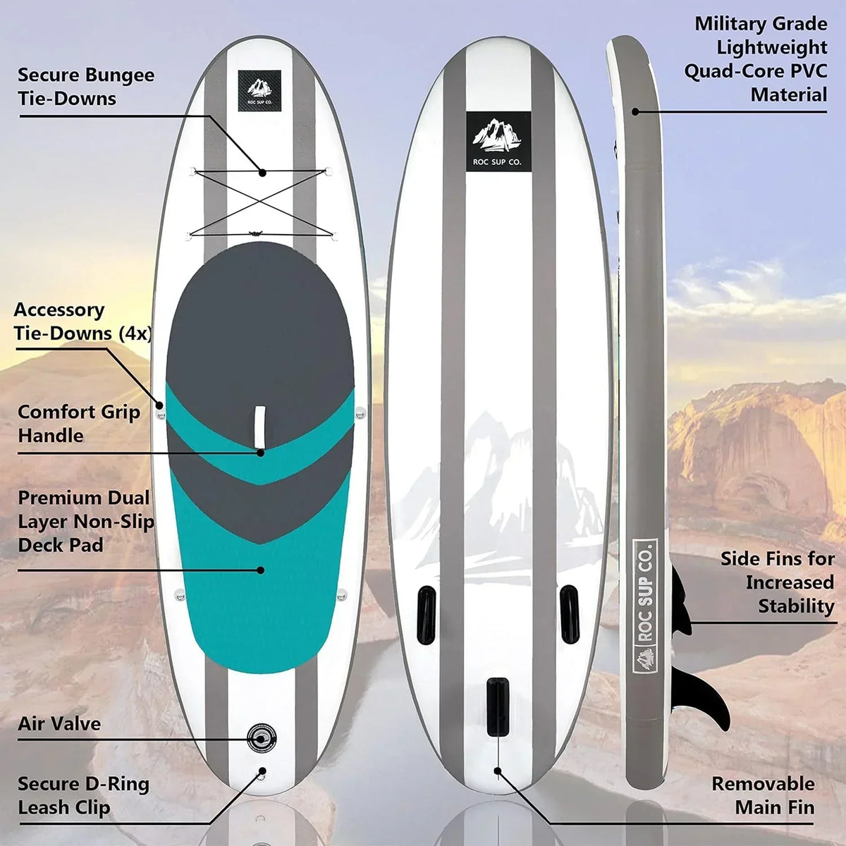 ROC Inflatable Stand-Up Paddle Board With Anti-Slip Comfortable Deck