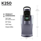 Keurig Single Serve K-Cup Pod Coffee Maker, 40 oz, Plum Gray - K250