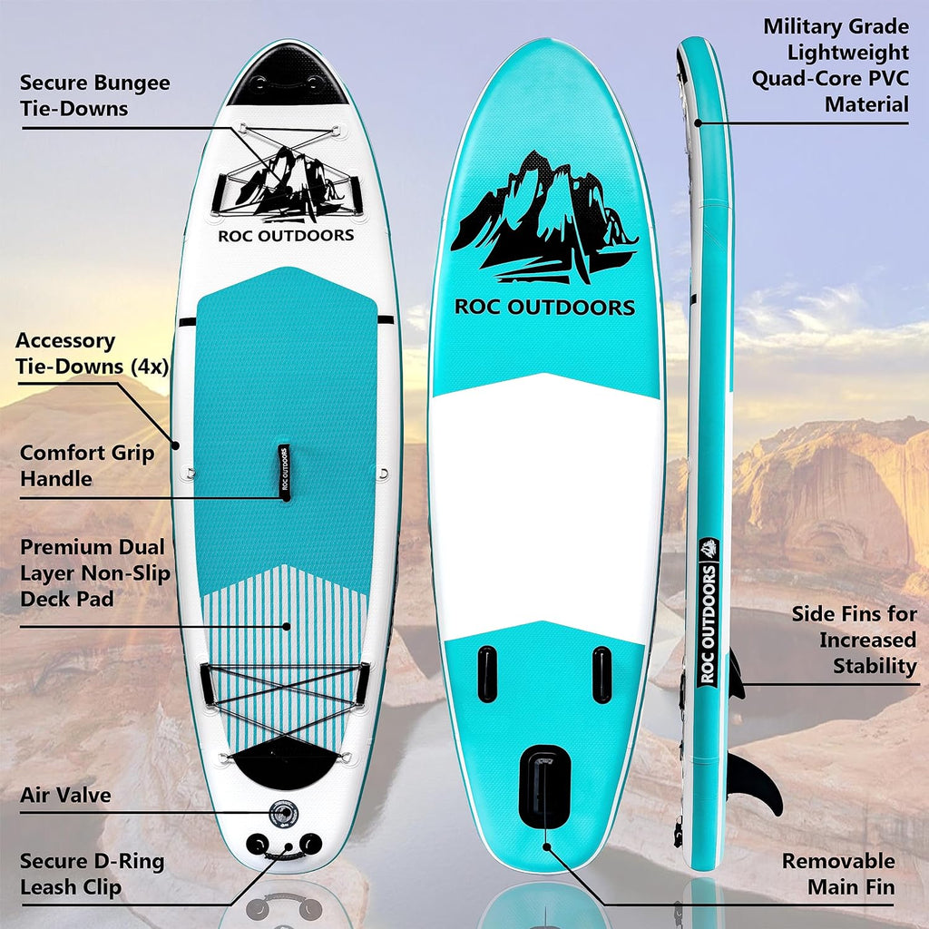 ROC Inflatable Stand-Up Paddle Board With Anti-Slip Comfortable Deck