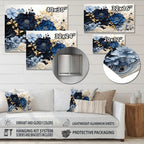 Abstract Spiral Aluminum Wall Art, Gold And Blue, Multiple Sizes