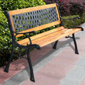 Cast Iron Outdoor Garden Bench, 49.5 x 20.5 x 29 in, Black + Natural