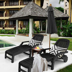 Folding Plastic Outdoor Chaise Lounge Chair With Wheels, 6-Position, 65.5 x 29 x 16.5-37 in, 330 lbs