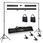 Lidlife Adjustable Photography Backdrop Stand Kit, 6.5 x 10ft - With 4 Spring Clamps, Sand Bag And Carry Bag