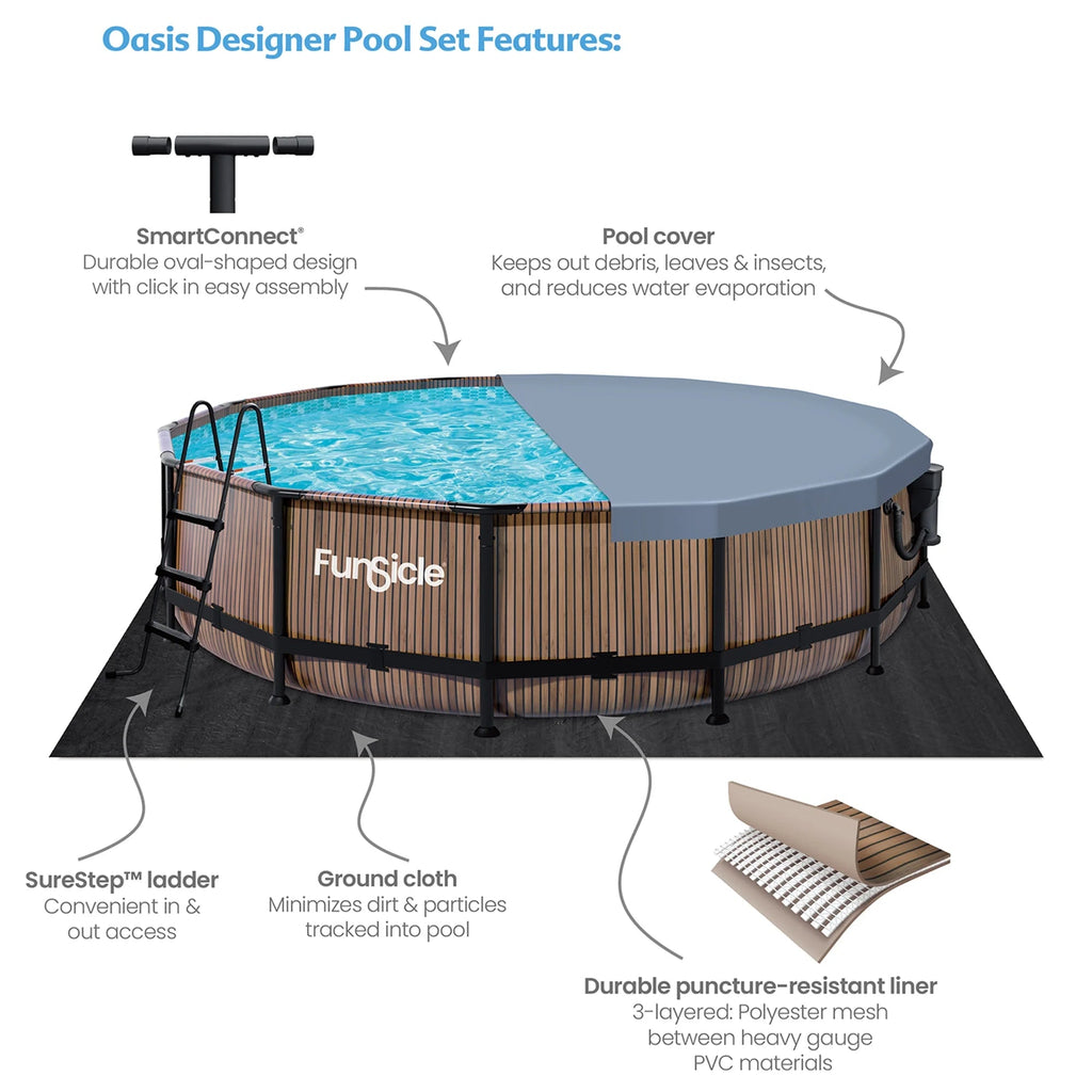 Funsicle Oasis Round Above-Ground Pool 14-ft x 42-in Gray