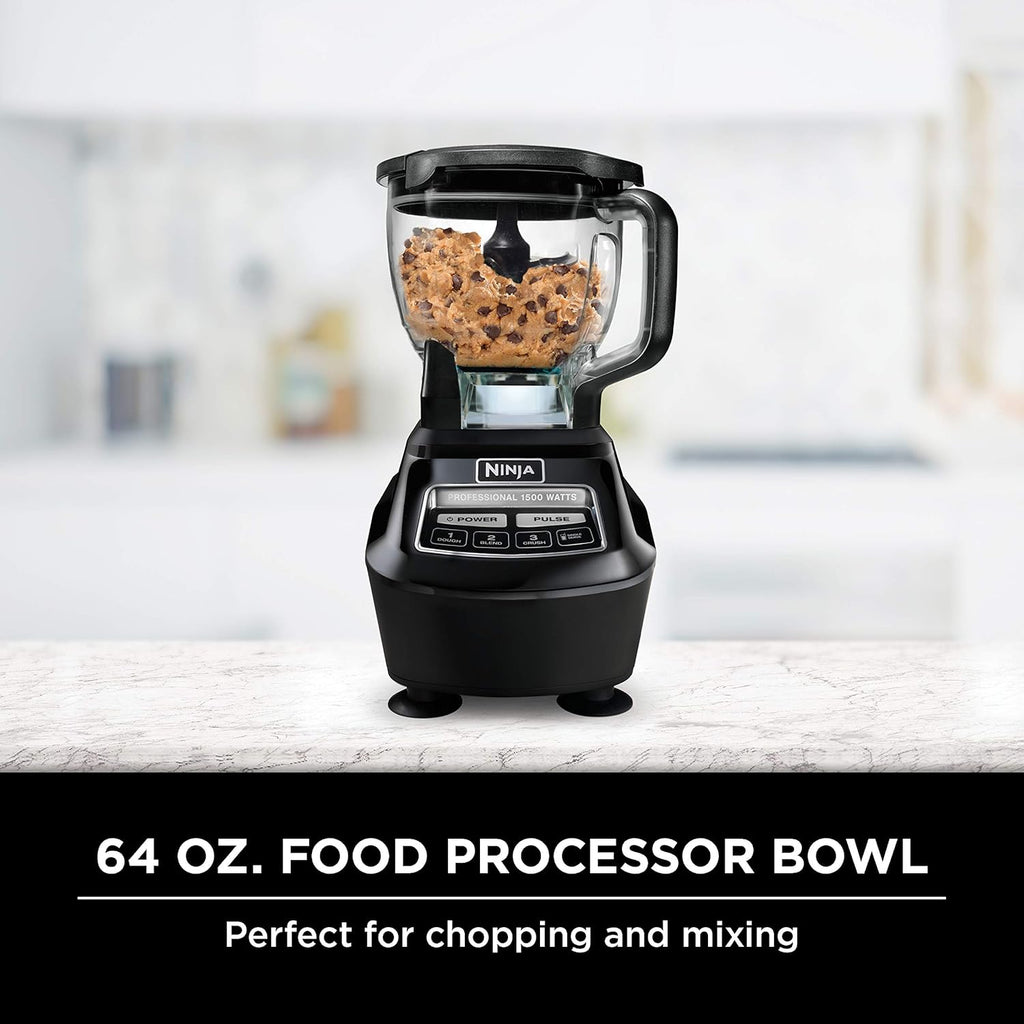 Ninja Mega Kitchen System, 1500W Blender And Processor, 72oz Pitcher, 64oz Bowl, 2 16oz To-Go Cups, Black - BL770
