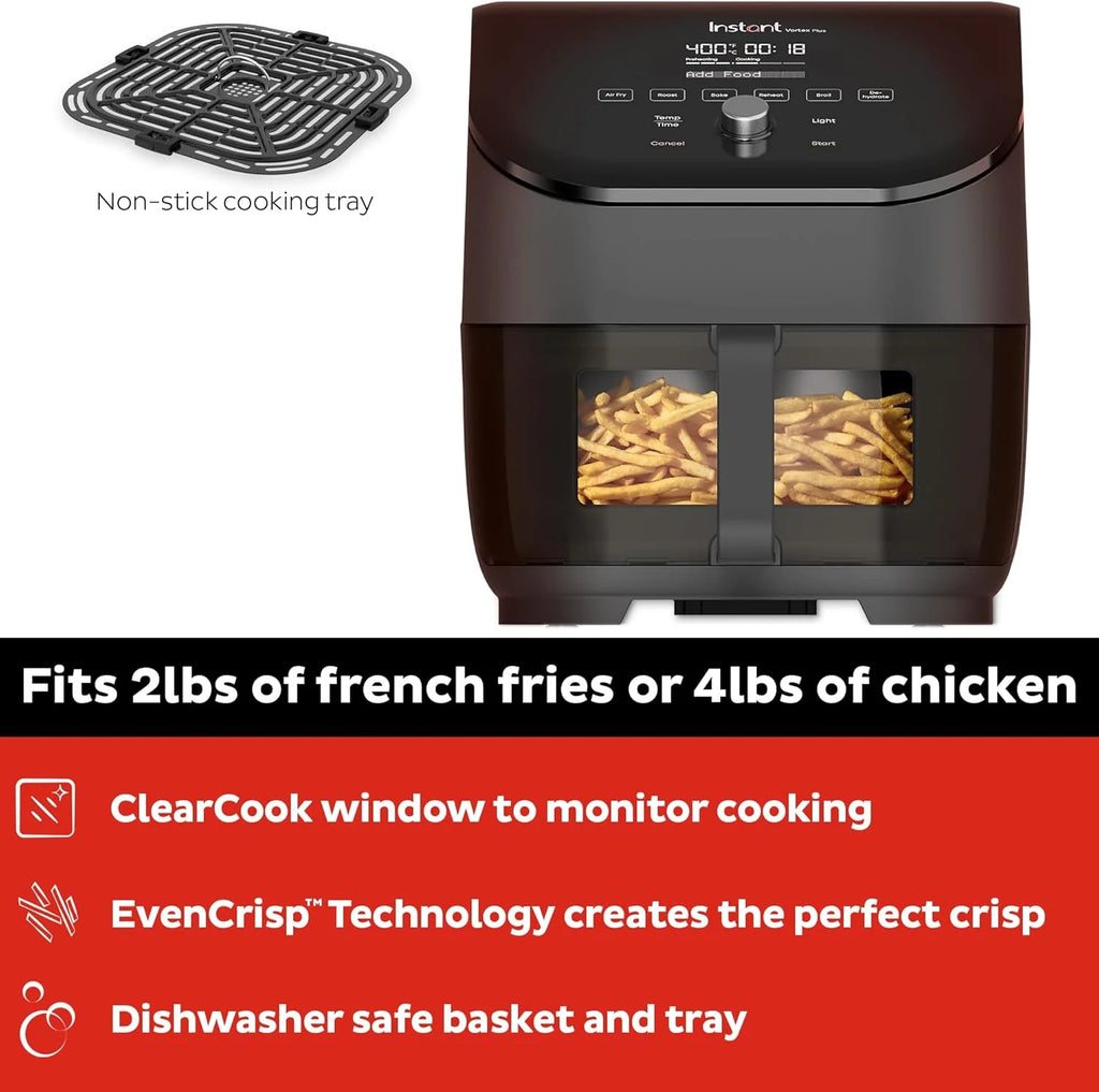 6 Liter Air Fryer With Clear Viewing Window, Digital Touchscreen And Black Exterior