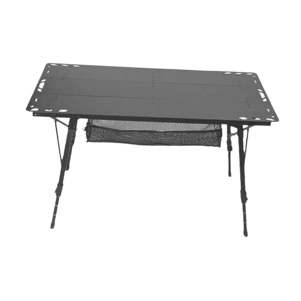 Miulika Folding Camping Table, Aluminum Alloy And PP, 103cm x 55cm, Adjustable Height 45cm-67cm - Black