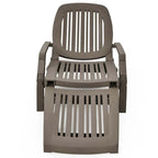 Folding Plastic Outdoor Chaise Lounge Chair With Wheels, 6-Position, 65.5 x 29 x 16.5-37 in, 330 lbs