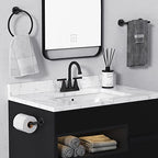 Hurran 4 Inch Matte Black 3-Hole Bathroom Sink Faucet With Pop-Up Drain