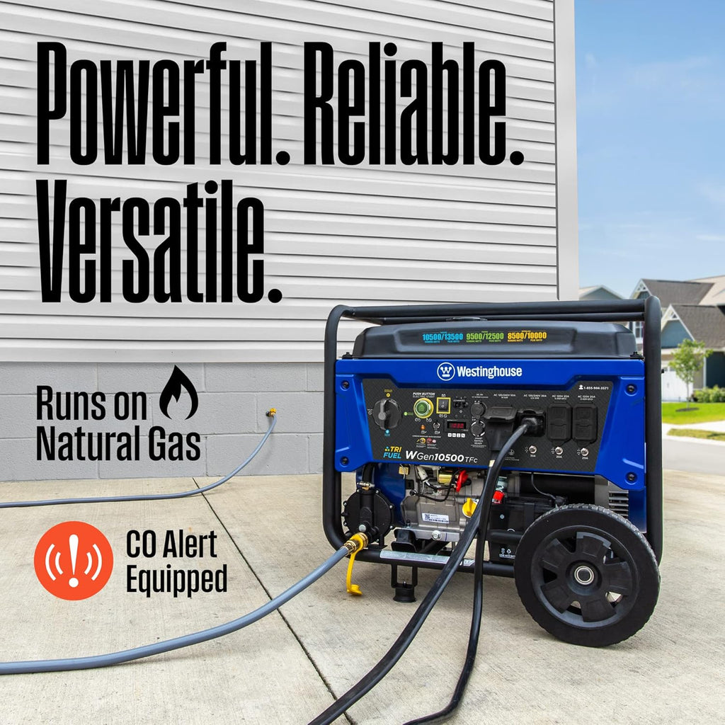 Westinghouse Tri-Fuel Portable Generator, 13500 Peak Watt, Remote Electric Start