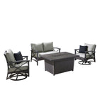 Martha Stewart Metal 4-Person Seating Group With Cushions And Propane Fire Pit - 15PKCR-LAK404-GR1GE