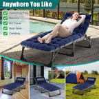 Slsy 5-Position Adjustable Folding Lounge Chair And Cot - 75.2" x 25.6" x 11.8"