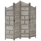 vidaXL 4-Panel Folding Privacy Screen, Solid Mango Wood, 63 x 65 in - Brown