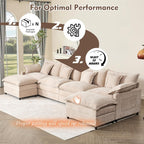 108 Inch U Shape Sectional Sofa With Removable Footstool