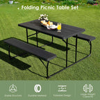 4-Person Folding Picnic Table Bench Set, 59 in x 54 in x 28.5 in - Steel And HDPE