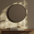 Classic Farmhouse Round Wooden Frame Wall Mirror - 24-inches, 28-inches, 32-inches