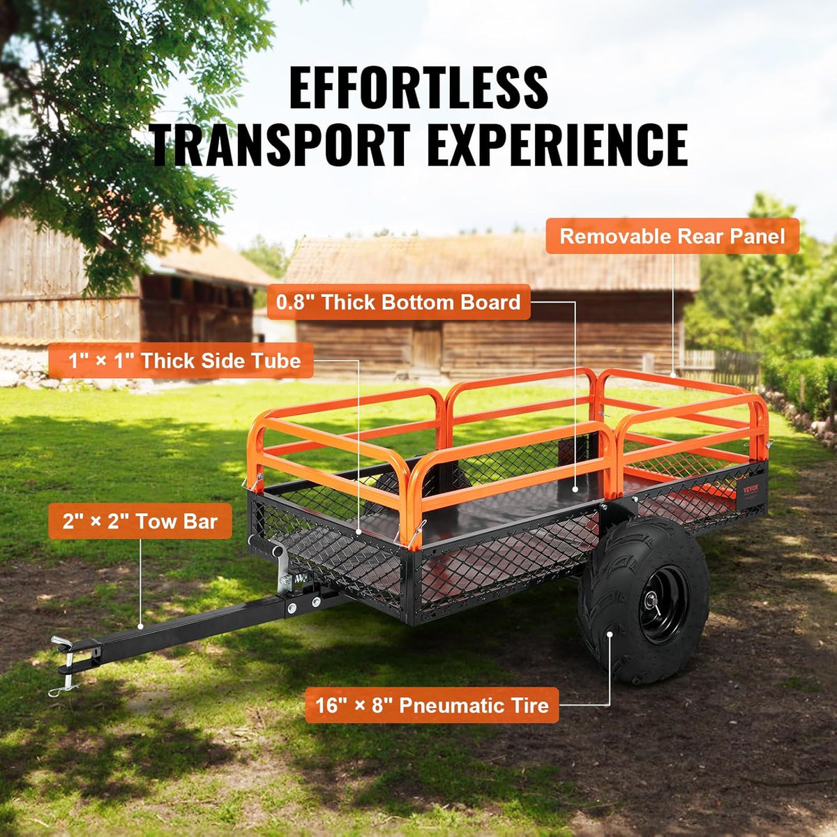 VEVOR ATV UTV Tow-Behind Dump Cart 1500 lb 15 cu ft