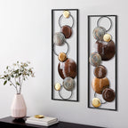 Metal Wall Decor Set, Gold And Brown, 2 Panels, 36.1 in H x 11.8 in W x 1.4 in D