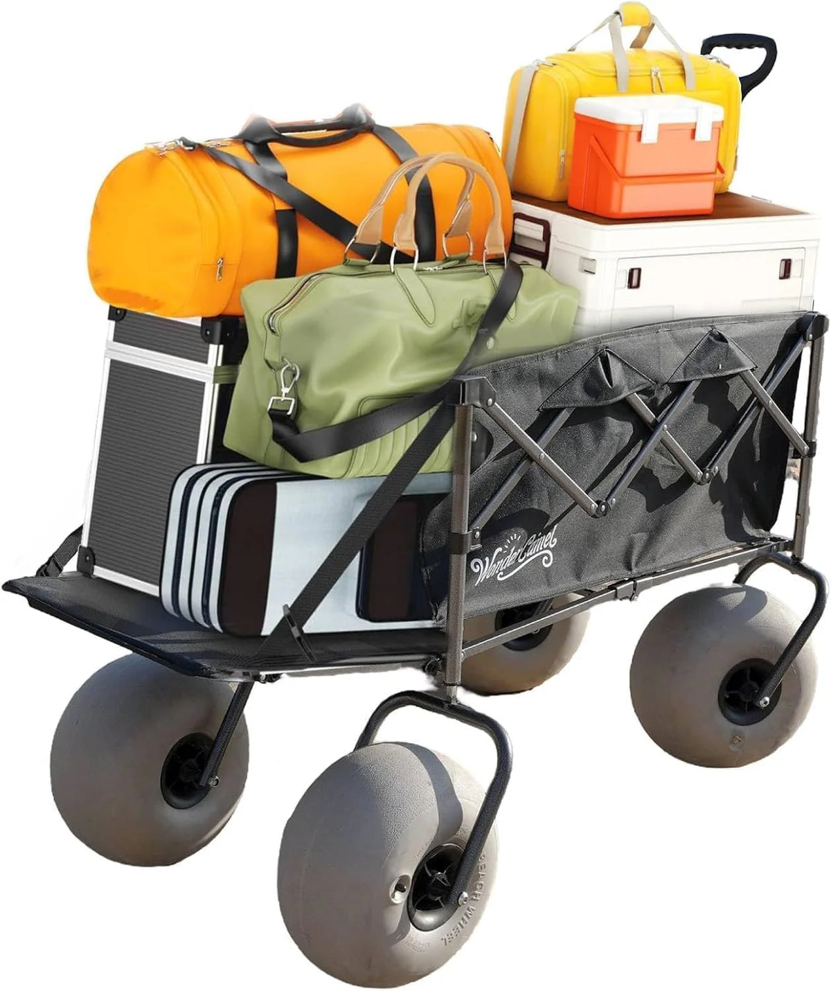 WONDERCAMEL Collapsible All-Terrain Beach Wagon With 13in Balloon Wheels, 185L, 46in D x 28.98in W x 46in H