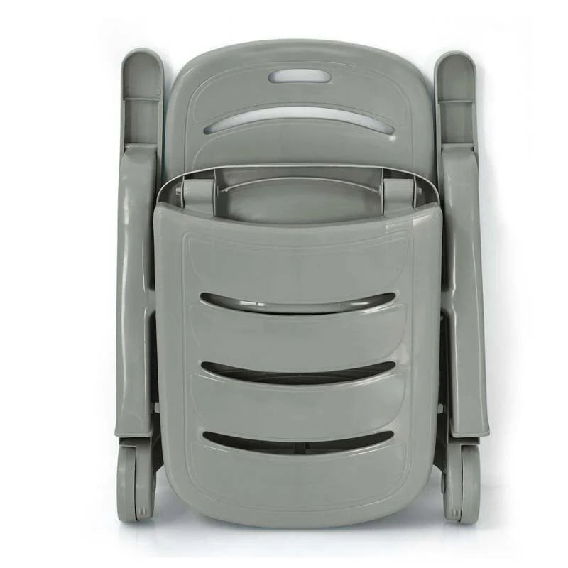 Rolling Folding Plastic Pool Lounge Chair With Armrests, 5 Position - Patio Deck Beach Chair