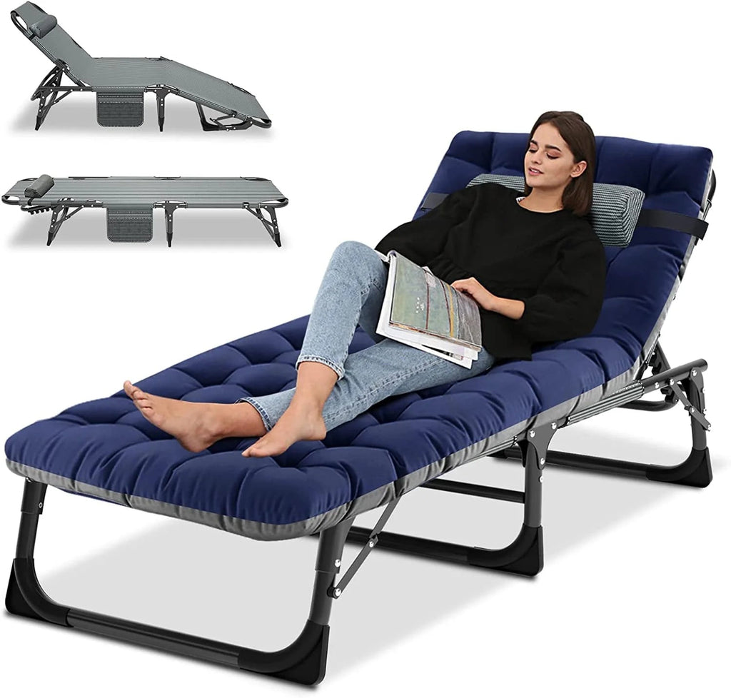 Slsy 5-Position Adjustable Folding Lounge Chair And Cot - 75.2" x 25.6" x 11.8"