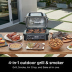 Ninja 7-in-1 Portable Electric Outdoor Grill And Smoker With Thermometer, Grey - OG751BRN